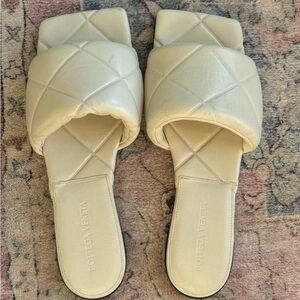 Bottega Veneta Ivory Quilted Sandals